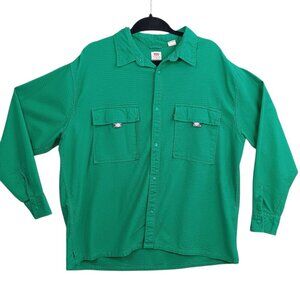 LEVI'S Women's Oversized Raglan Button Down Shirt Pepper Green Sz M Press Button